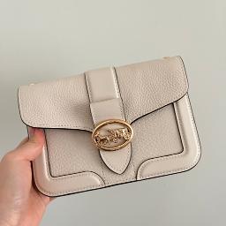 Coach Pebbled Leather Crossbody Bag: Cream (with Chain Strap)