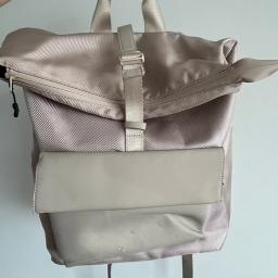 Beige Roll-Top Backpack